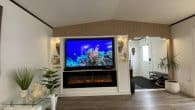 entrainment stand with decortive fire place